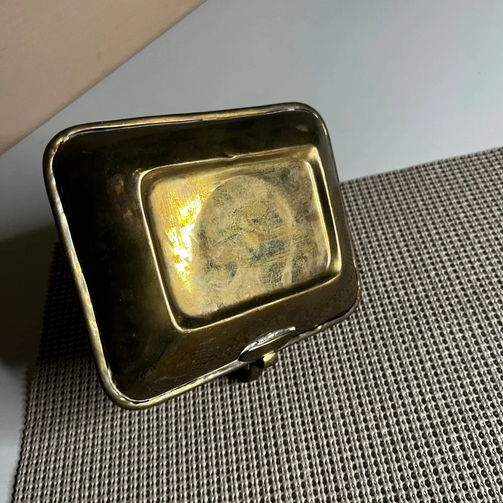 Vintage Brass Chamberstick Candle Holder with Snuffer‎ Rectangular Tray Handle
